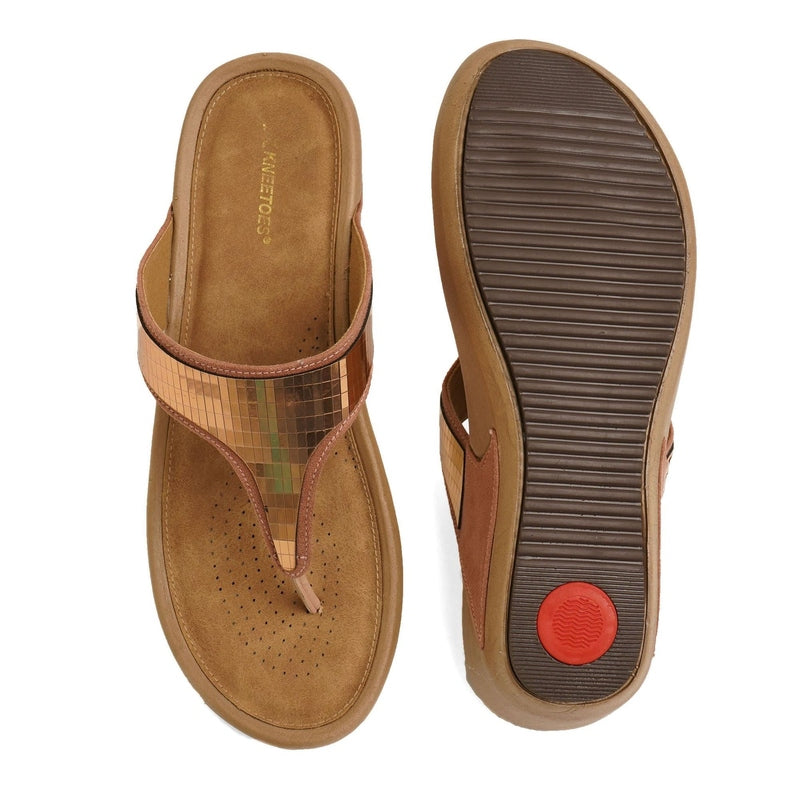 Rose-Gold Sequin Thong Metallic Sandals