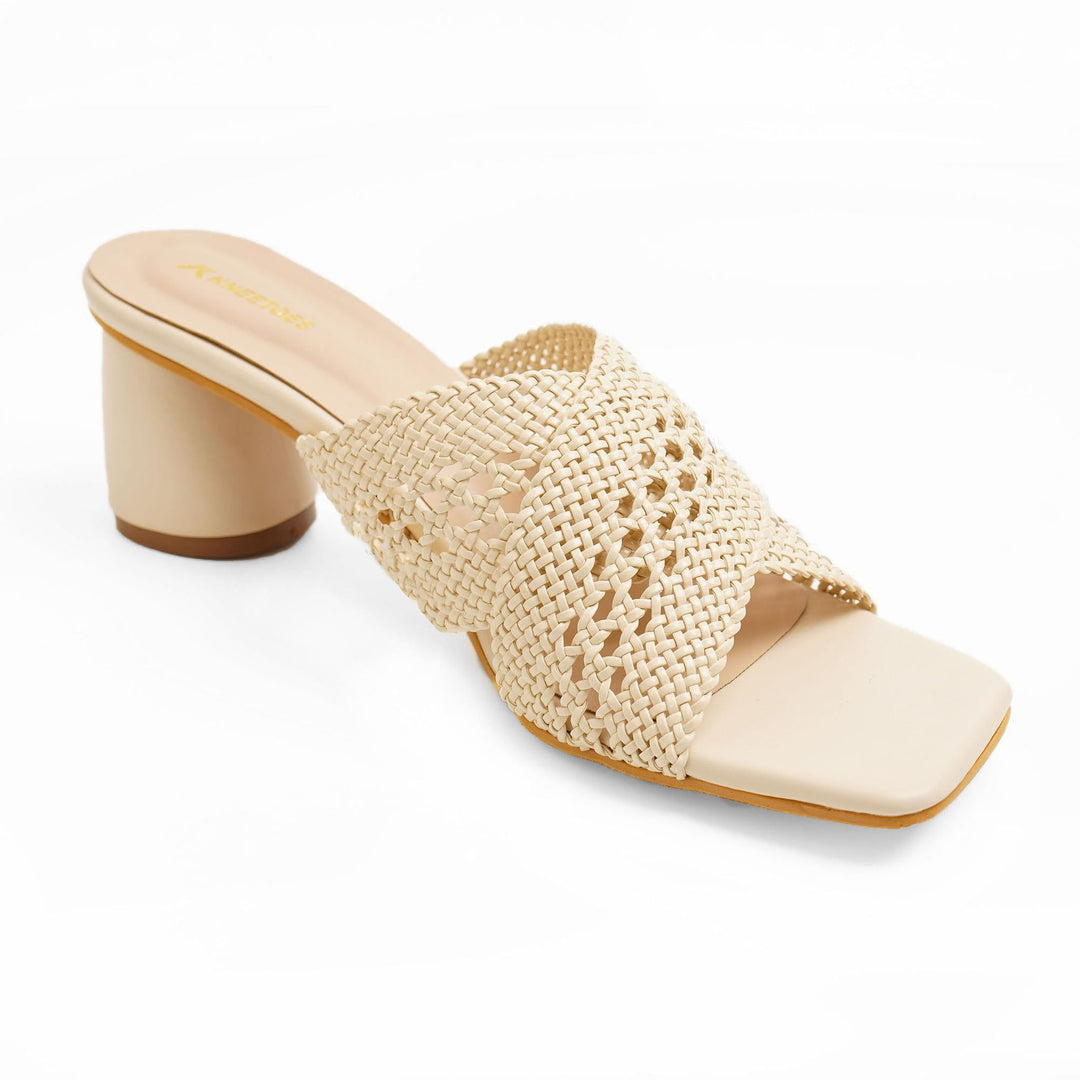 Subtle Cream Crochet Block Sandals