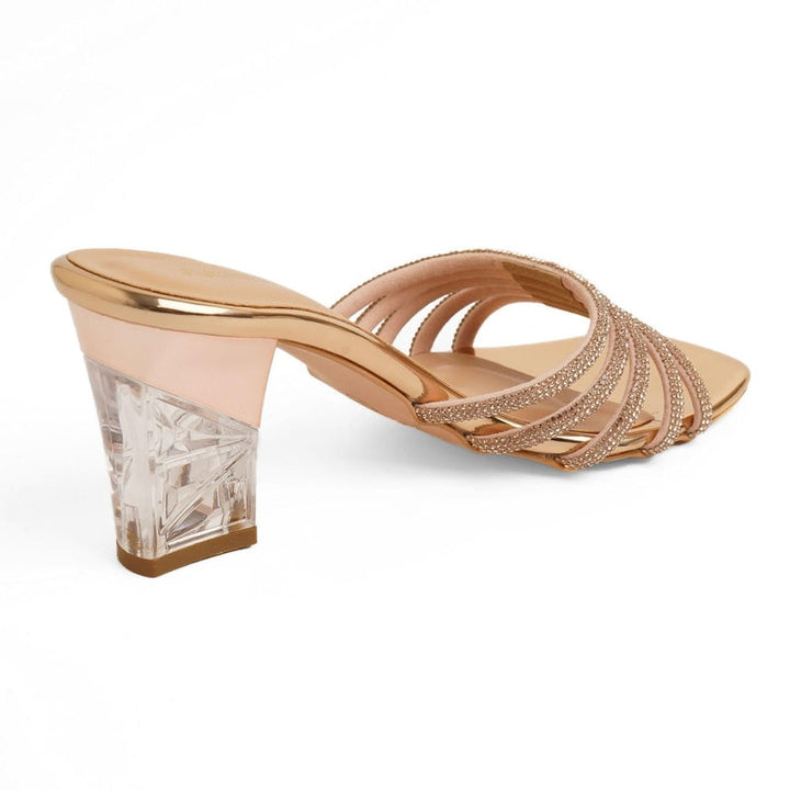 Sparkly Stone-work Block Heel Sandals