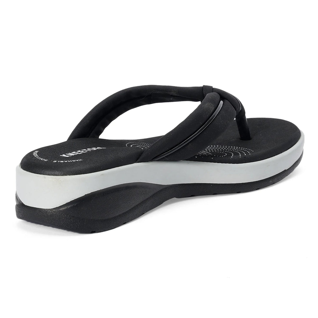 Noir Comfort Knot Thong Wedges