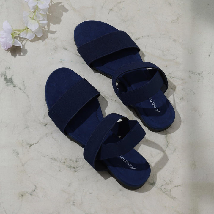 Matte-Muse Navy Open-Toe Casual Sandals