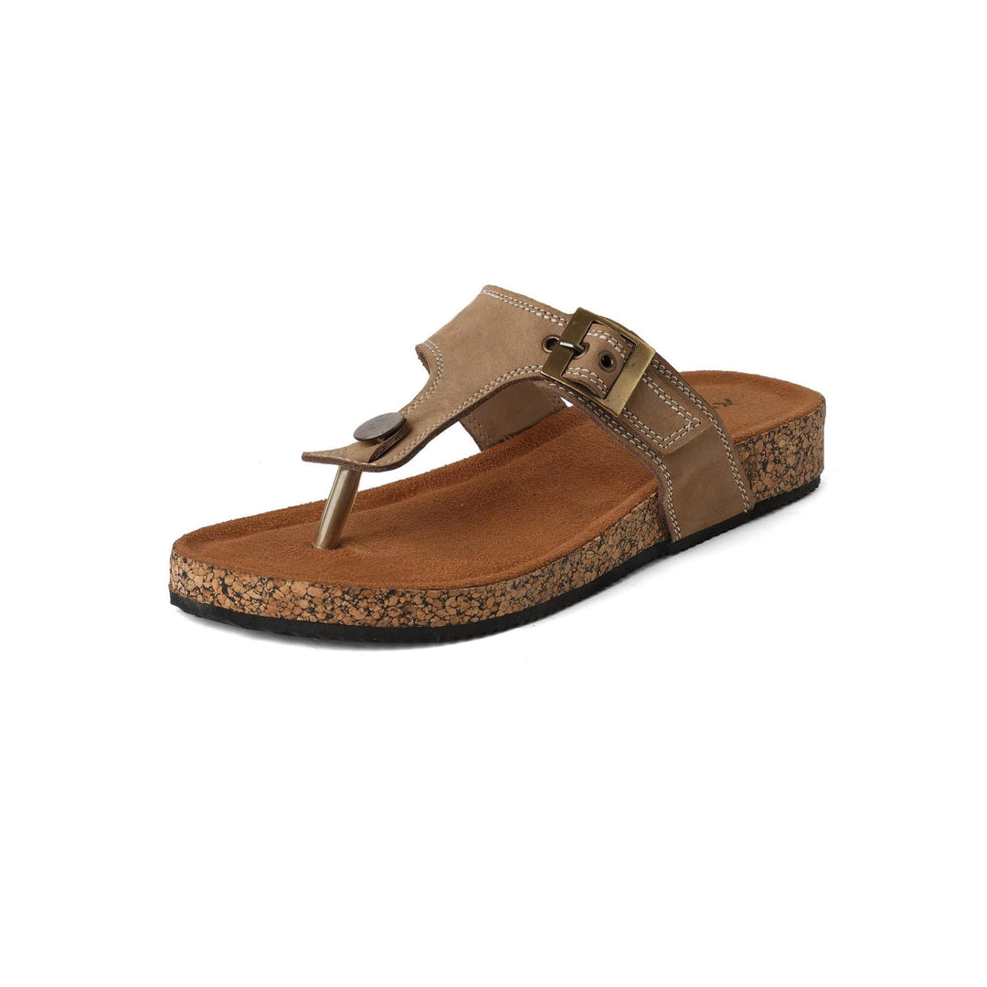 Staple Leather Beige Buckled Thong Sandals