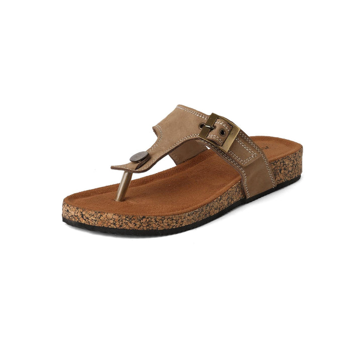 Staple Leather Beige Buckled Thong Sandals