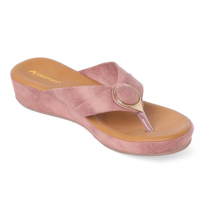 Suede-Luxe Leather Mauve Wedge Heels