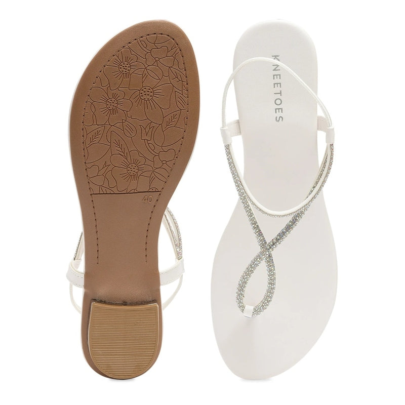 Pearl White Rhinestone Loop Flats