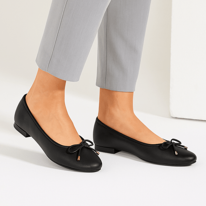 Classic Black Bow Detail Ballerina Flats