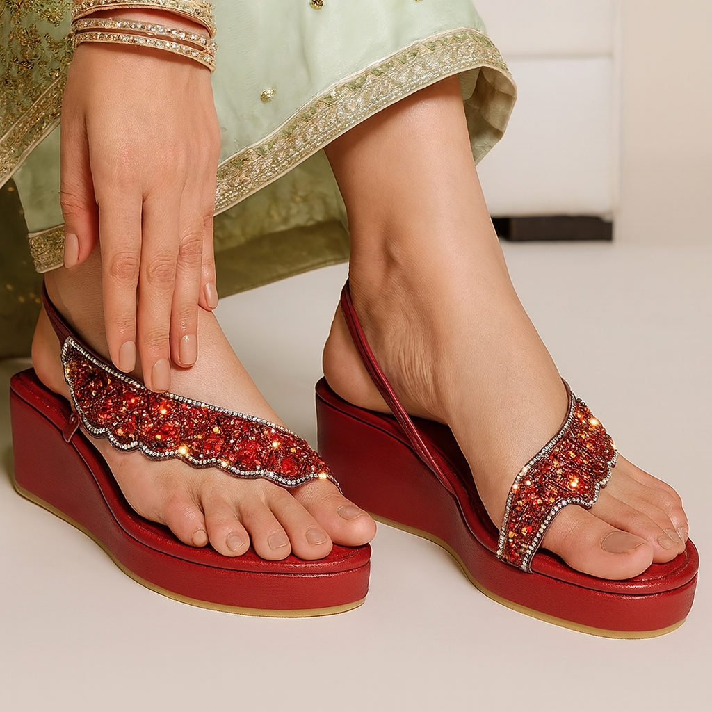 Saanvika - Maroon Wedges