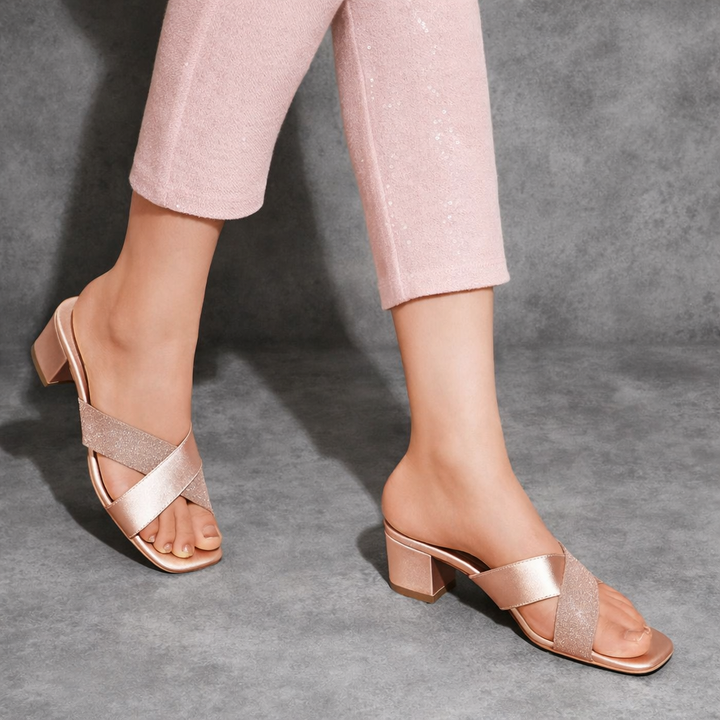 Clara - Gold Block Heels