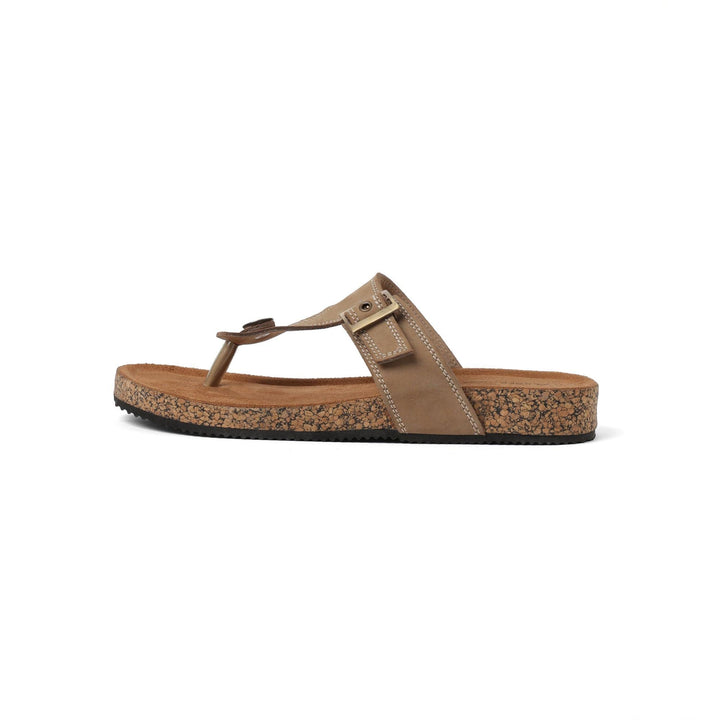 Staple Leather Beige Buckled Thong Sandals