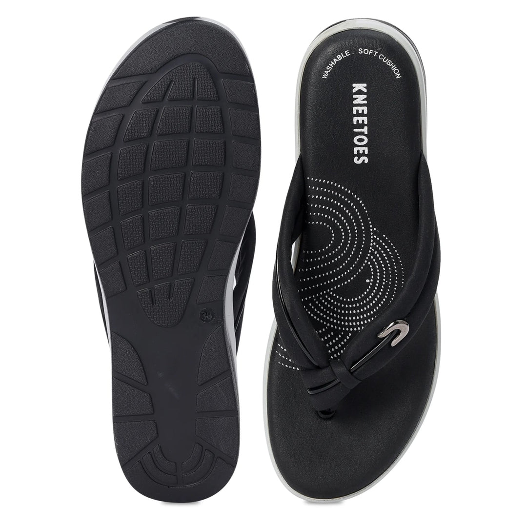 Noir Comfort Knot Thong Wedges