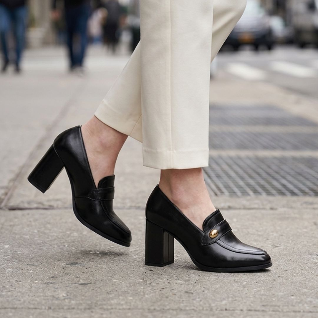Vivienne – Black Penny Loafer Pump