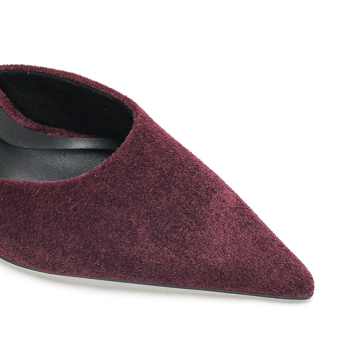Luna - Maroon Velvet Mules