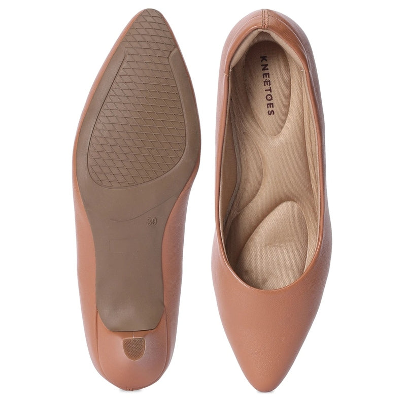 Tan Kitten Heel Versatile Pointed-Toe Pumps