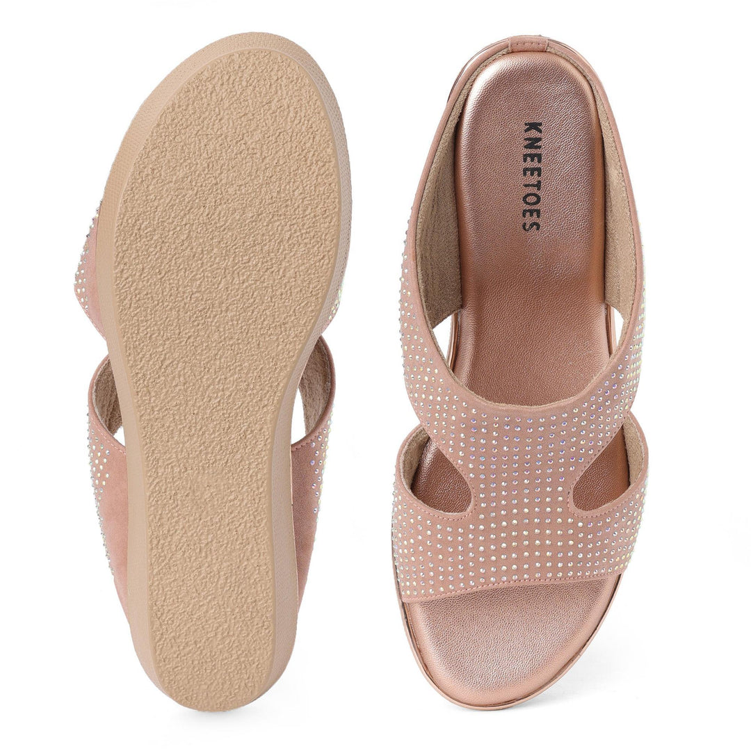 Peach Gemglow Wedge Party Sandals