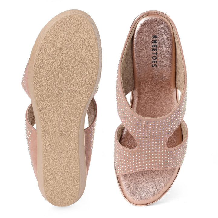 Peach Gemglow Wedge Party Sandals