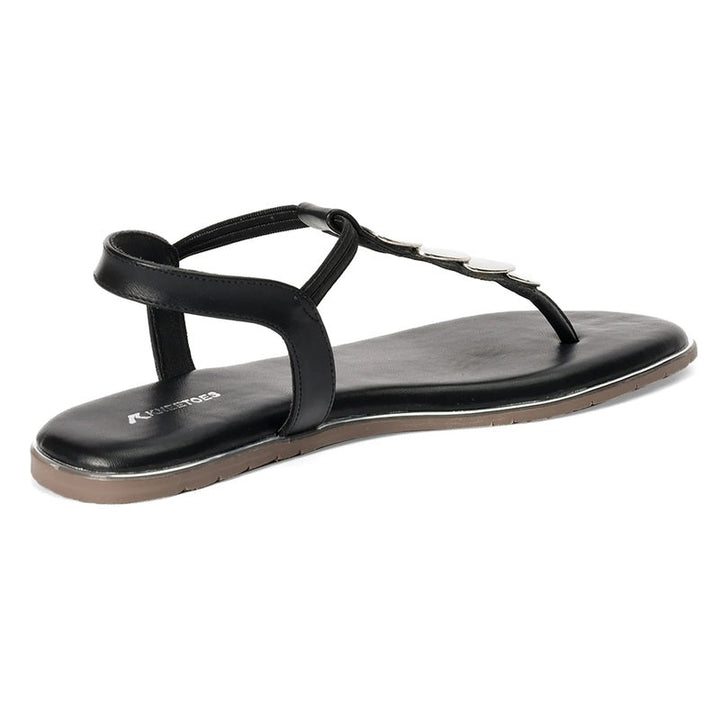 Black Metal Accent Thong Sandals