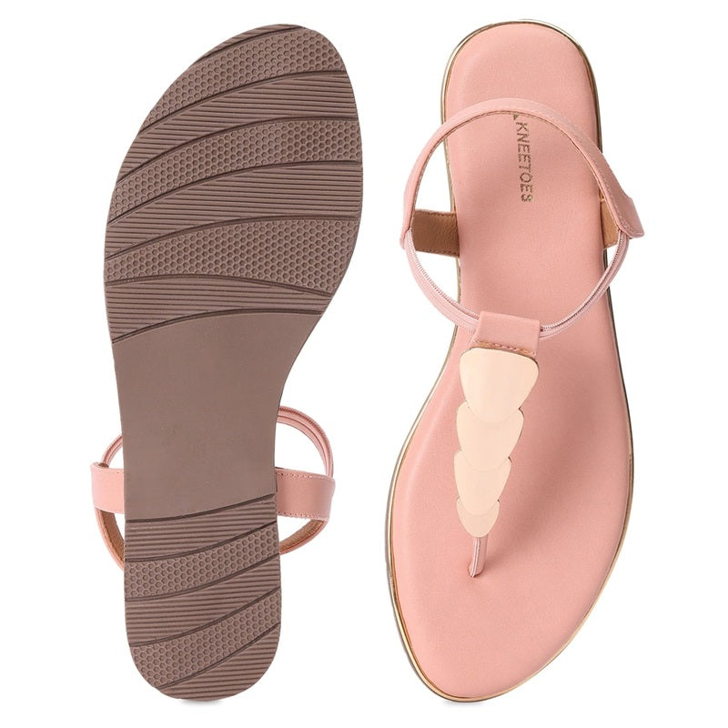 Blush Nude Metallic Disc Flat Sandals