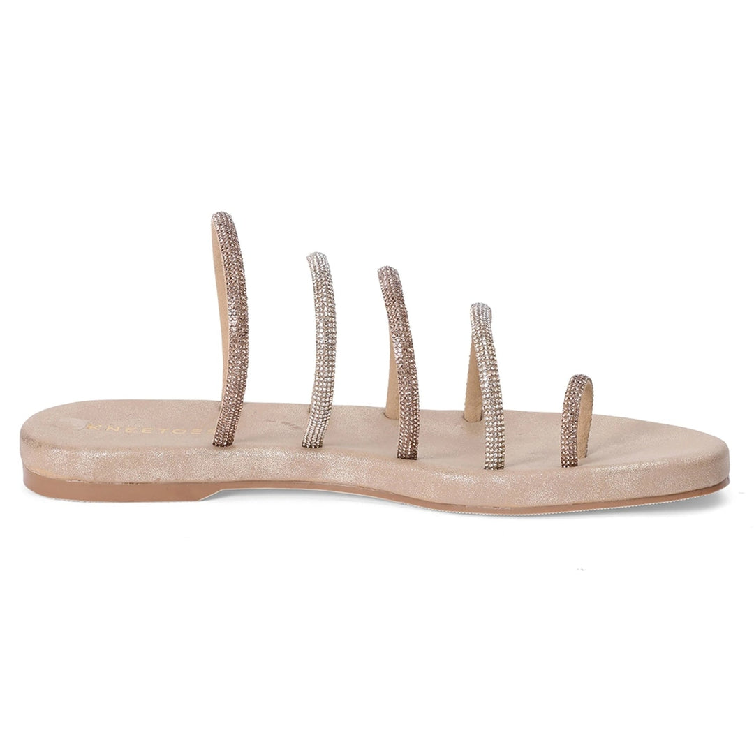 Nude Sparkle Multi-Strap Flats