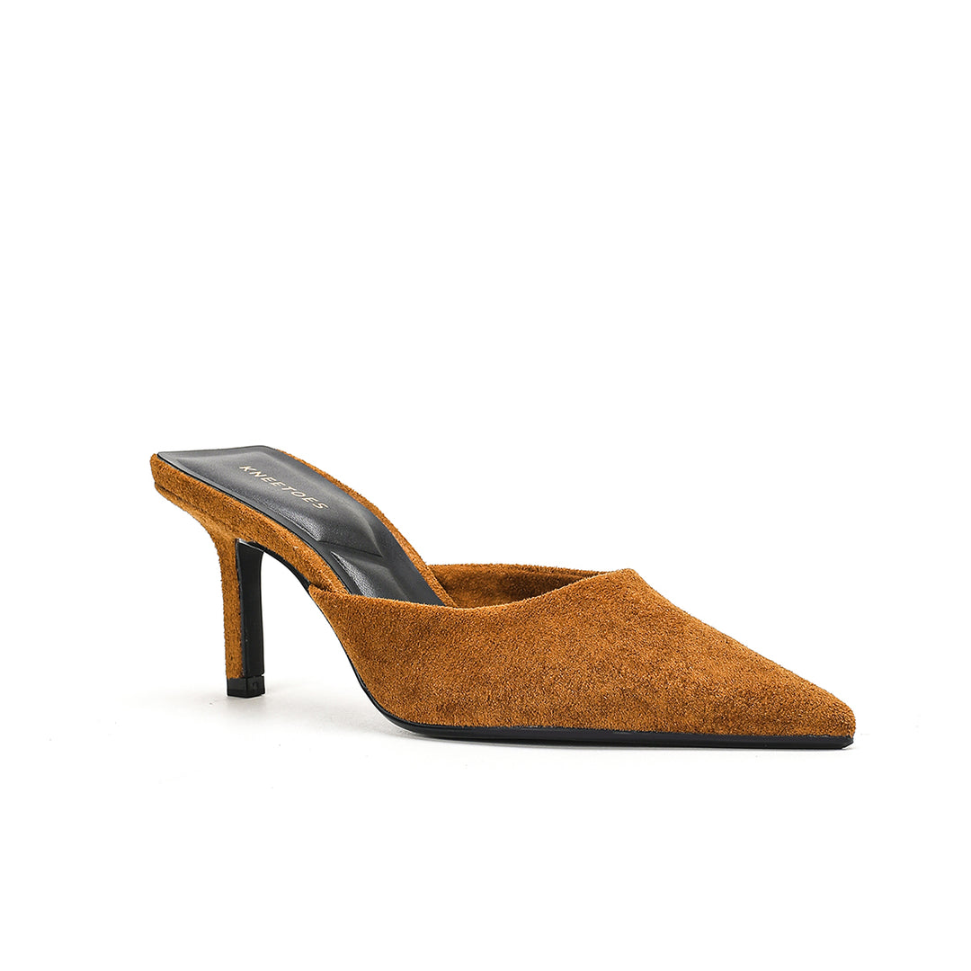 Luna - Tan Velvet Mules