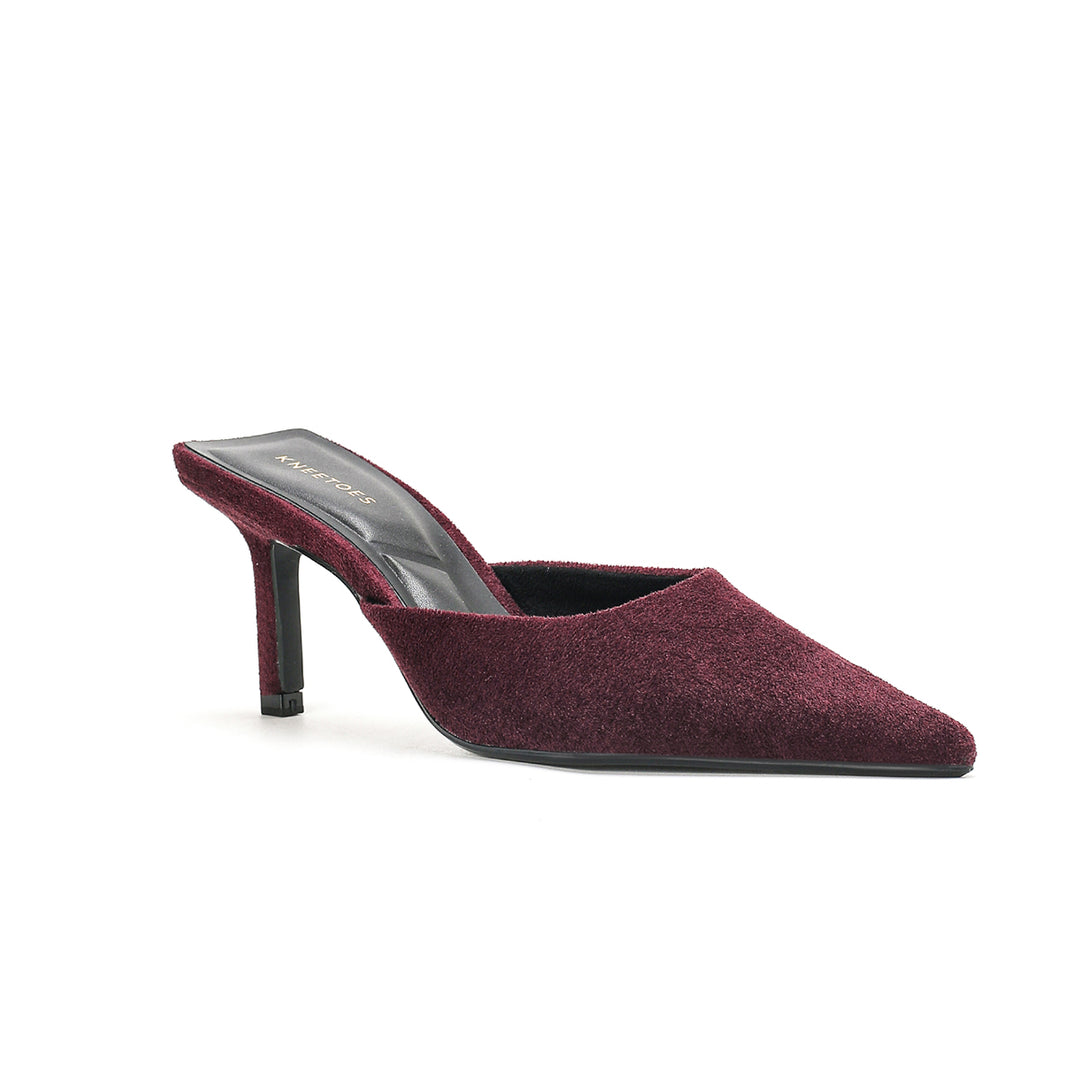 Luna - Maroon Velvet Mules
