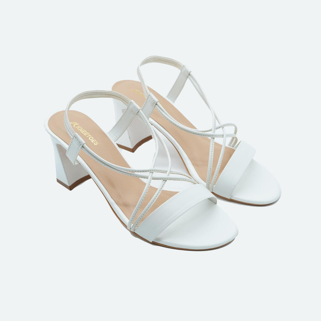 White Solid Criss-Cross Block Sandals