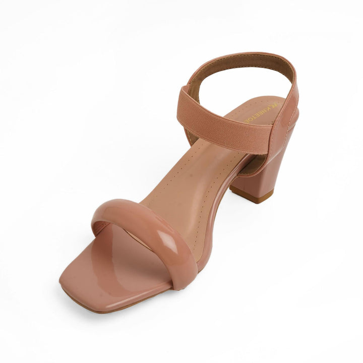 Subtle Pink Ankle-Strap Block Heels