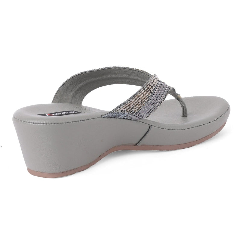 Gemglow Grey Wedge Thong Sandals