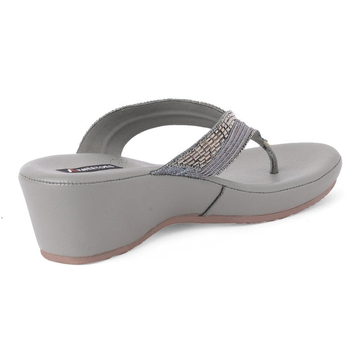 Gemglow Grey Wedge Thong Sandals