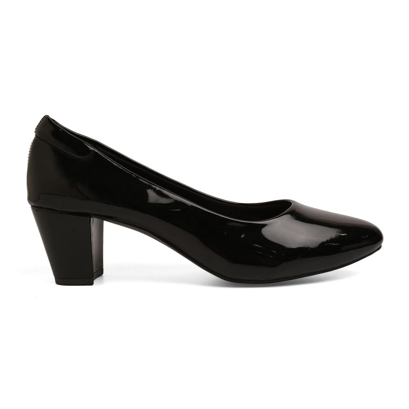 Sleek Sheen Black Block Pumps