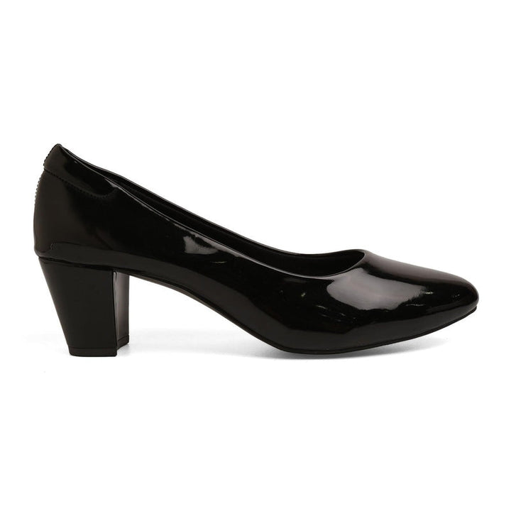 Sleek Sheen Black Block Pumps