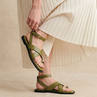 Elowyn – Green Cross Strap Sandal