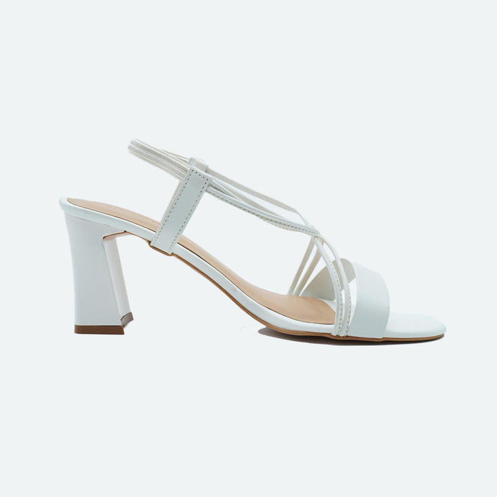 White Solid Criss-Cross Block Sandals