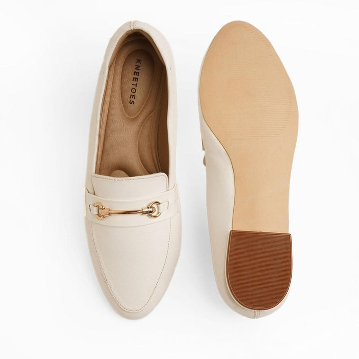 White Chained Block Heel Loafers