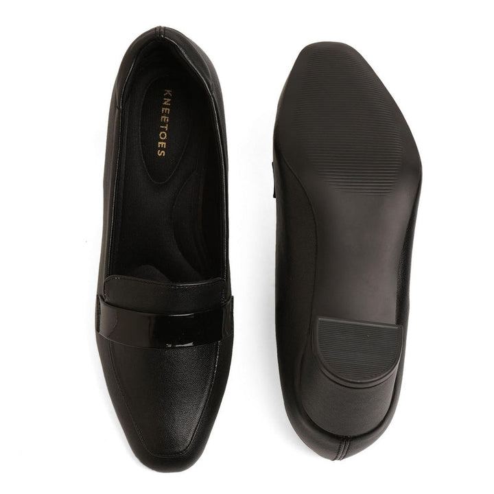 Classic Charm Black Block Heel Loafer Shoes