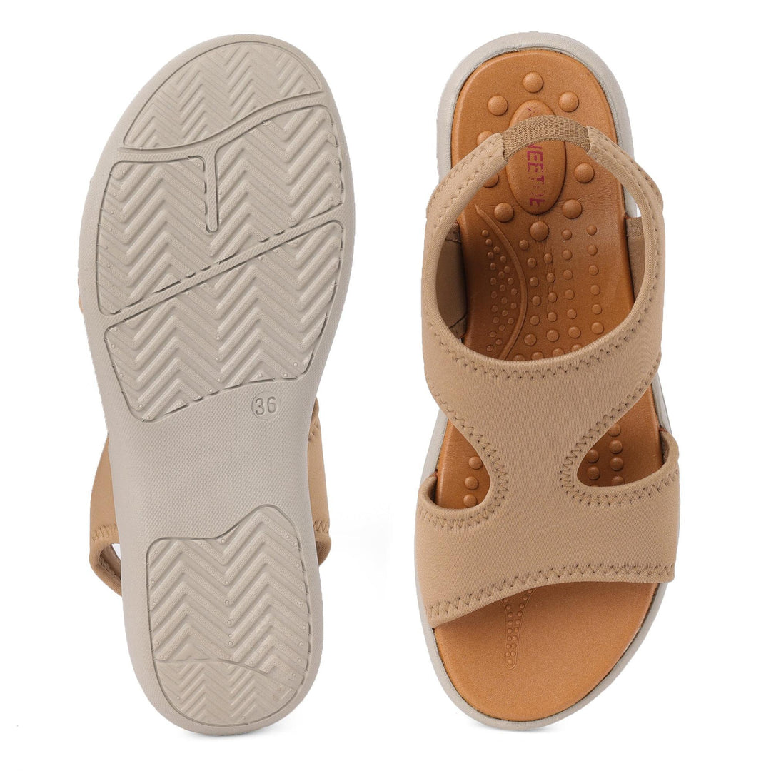 Beige Waterproof Cut-Out Open-Toe Casual Sandals