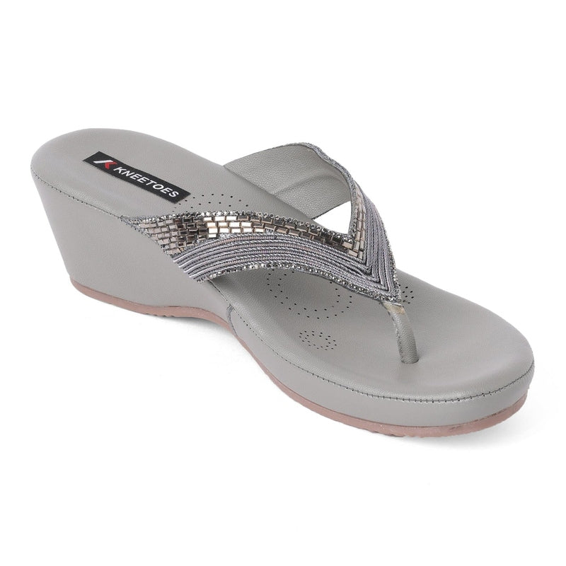 Gemglow Grey Wedge Thong Sandals