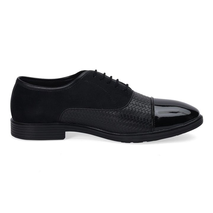Luxe Black Dual-Finish Oxford Shoes