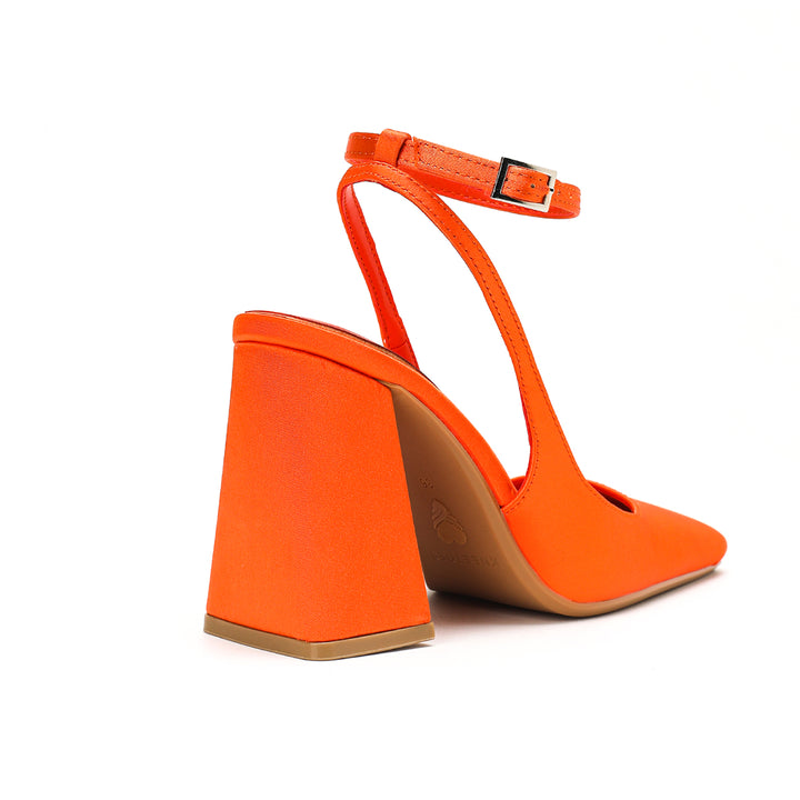 Madison -Orange Block Heels