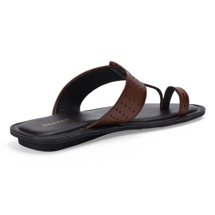Heritage Tan Leather Slip-On Sandals Kolhapuris