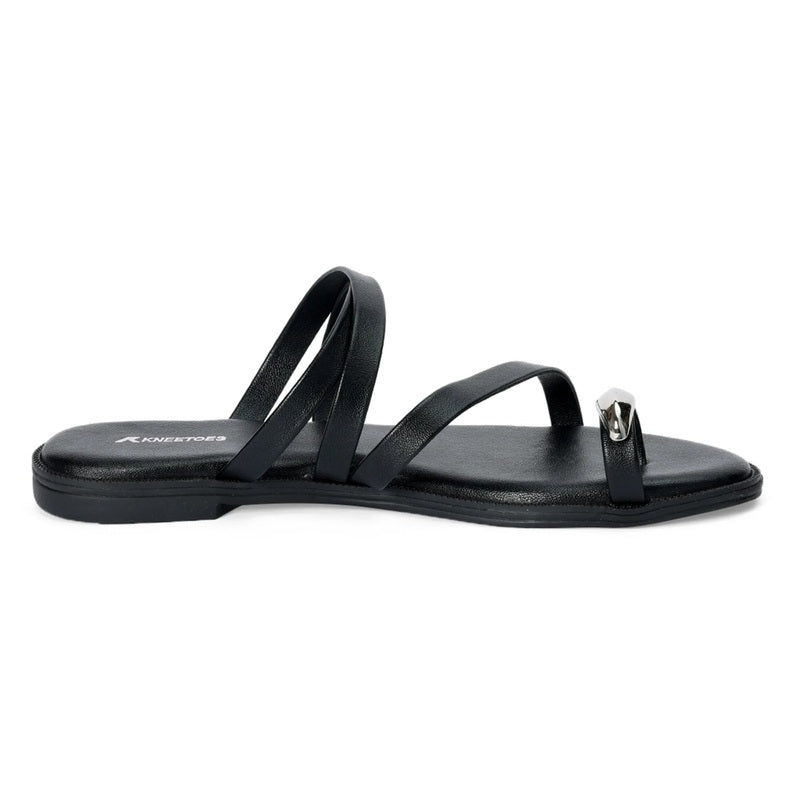 Black Elegance Metal-Accent Flats