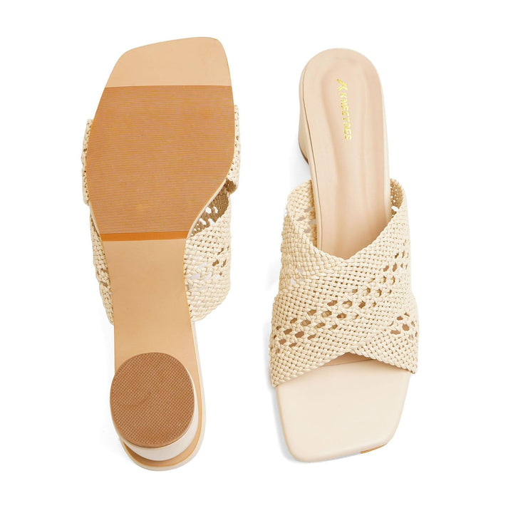 Subtle Cream Crochet Block Sandals