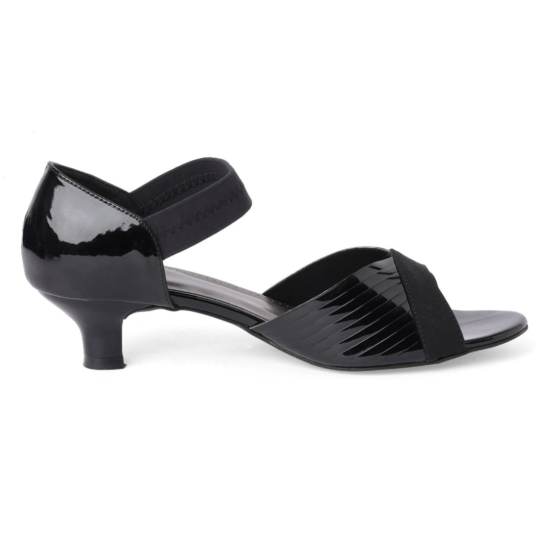 Subtle Black Kitten Heel Sandals