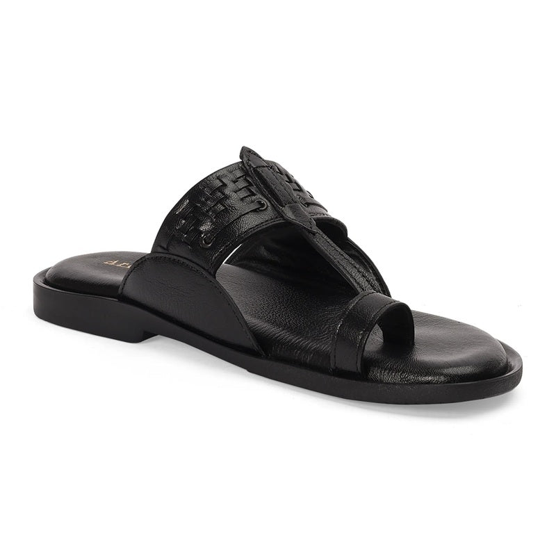 Black Flat Open-Toe Slippers