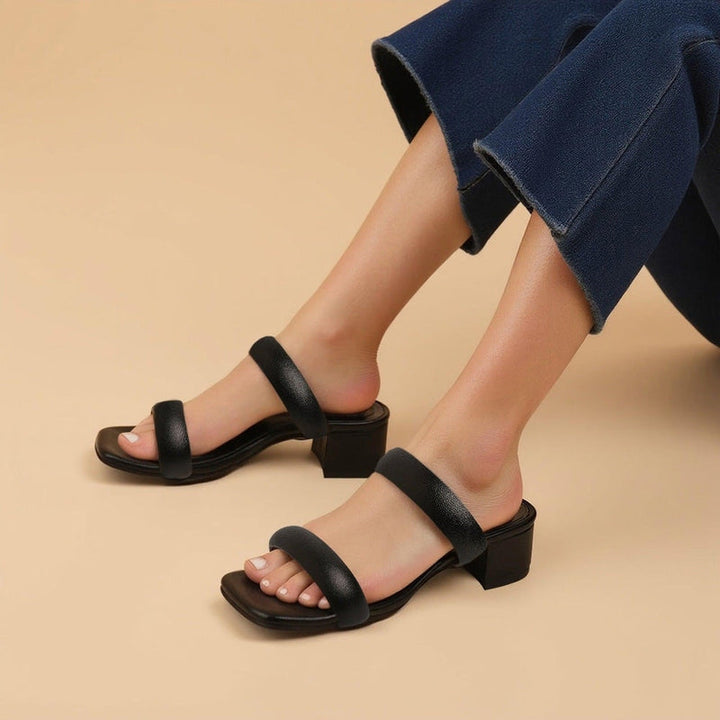 Cushioned Black Block Heels