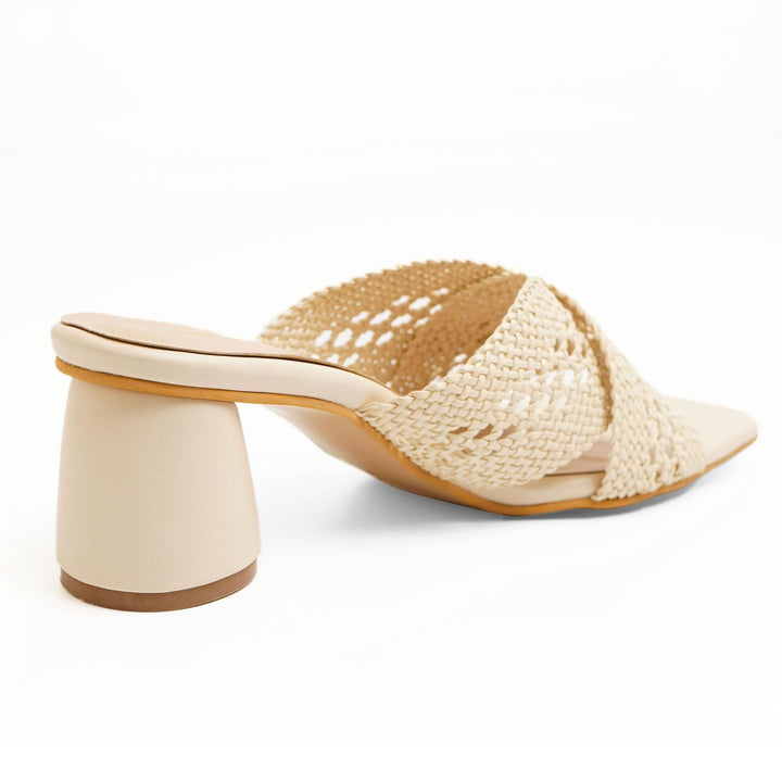 Subtle Cream Crochet Block Sandals