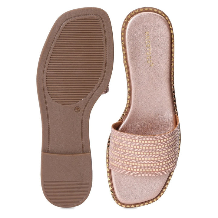 Blush Metallic Grid Pattern Flats