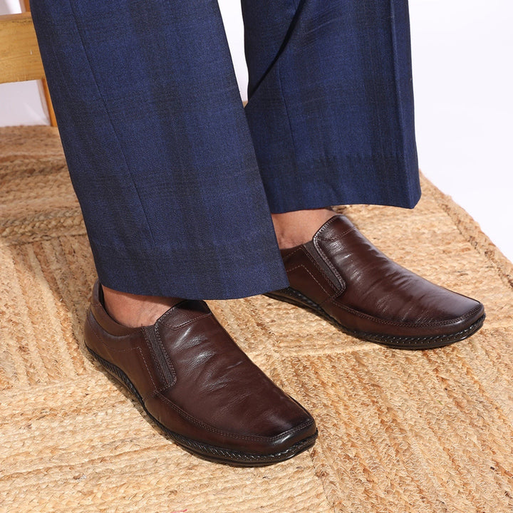 Dark Brown Soft Leather Slip-On Shoes