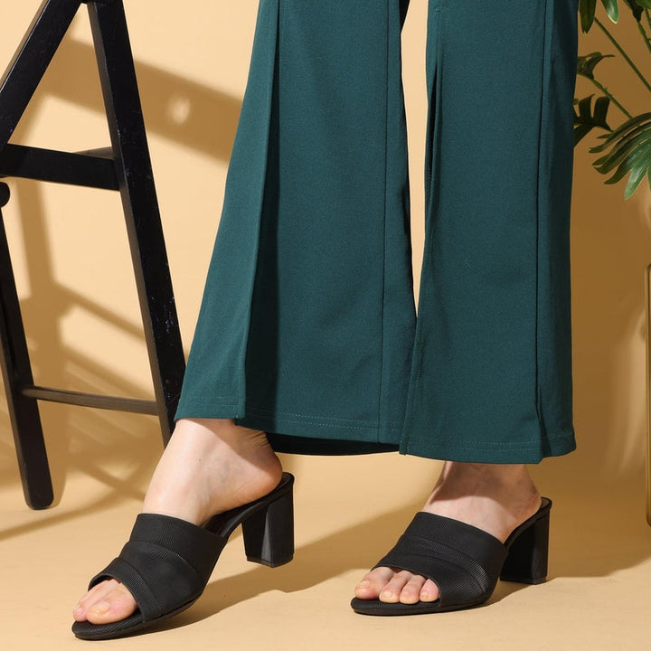 Matte Black Block Heel Sandals