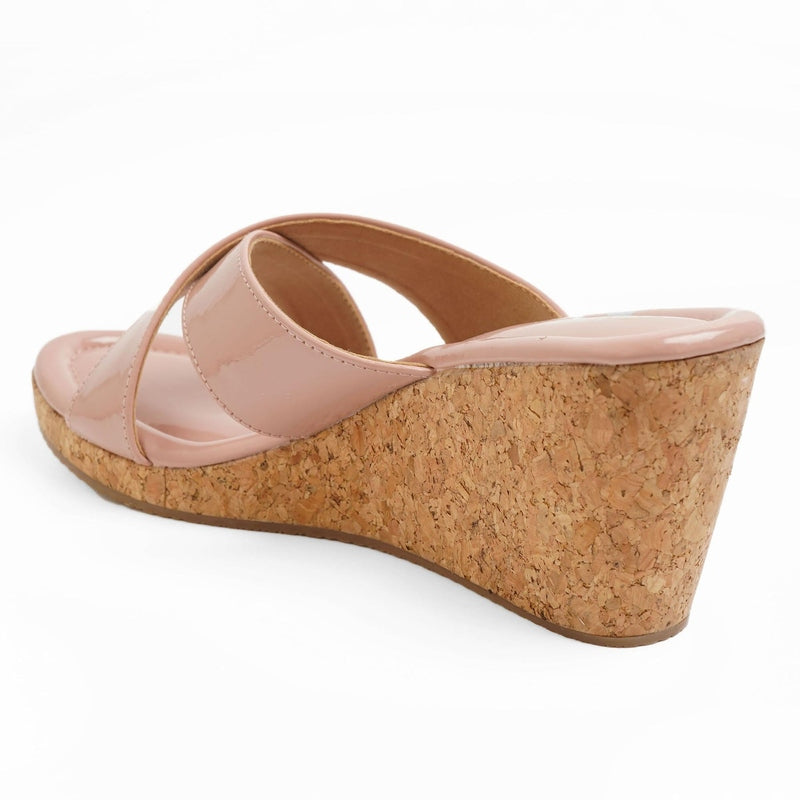 Luxe Shine Nude Wedge Sandals