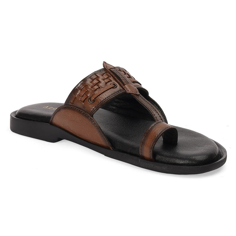 Brown Flat Open-Toe Slippers